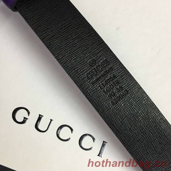 Gucci Leather belt with Double G buckle 406831 purple