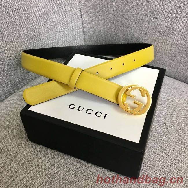 Gucci Leather belt with Double G buckle 406831 yellow