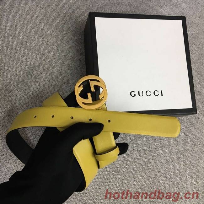 Gucci Leather belt with Double G buckle 406831 yellow