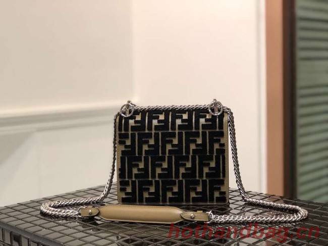 Fendi KAN I SMALL Multicolor fabric mini-bag 8BT0381 black&Khaki