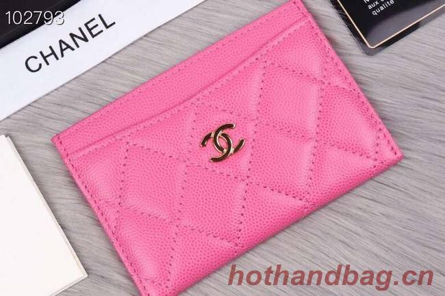 Chanel classic card holder Grained Calfskin & Gold-Tone Metal A31510 rose