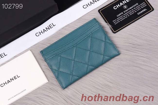 Chanel classic card holder Grained Calfskin & Gold-Tone Metal A31510 sky blue