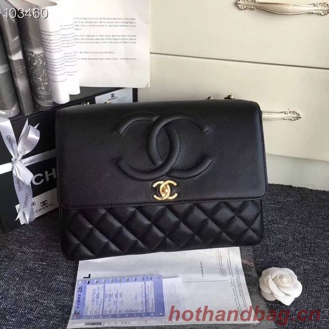 Chanel Grained Calfskin & Gold-Tone Metal A91869 Black