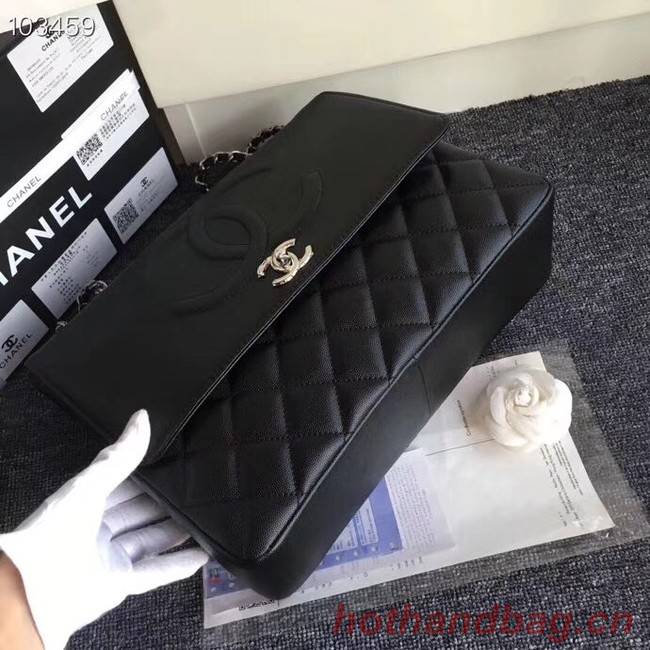 Chanel Grained Calfskin & Silver-Tone Metal A91869 Black