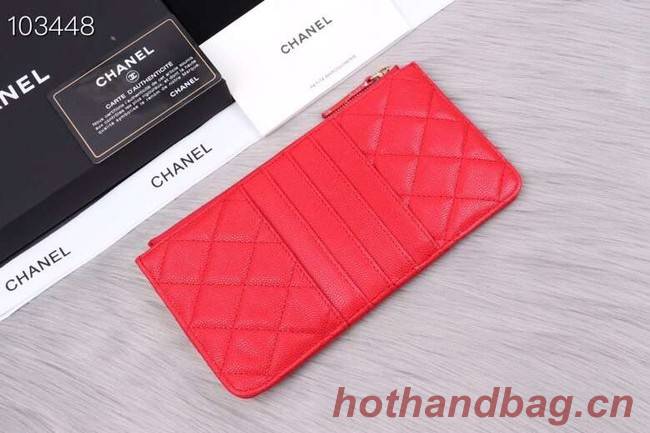 Chanel classic pouch Grained Calfskin& Gold-Tone Metal A84402 red