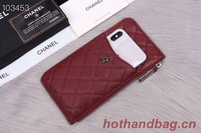 Chanel classic pouch Grained Calfskin& silver-Tone Metal A84402 Burgundy