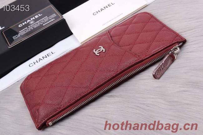 Chanel classic pouch Grained Calfskin& silver-Tone Metal A84402 Burgundy