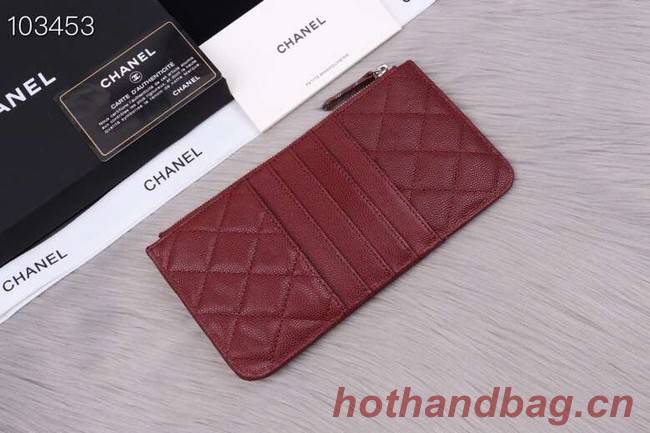 Chanel classic pouch Grained Calfskin& silver-Tone Metal A84402 Burgundy