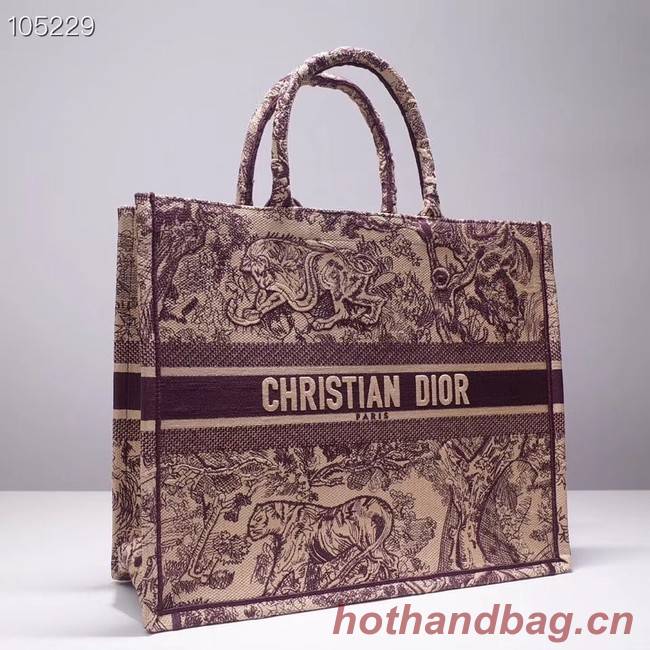 DIOR BOOK TOTE BAG TOILE DE JOUY M1286ZT Oxblood red