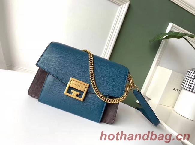 GIVENCHY GV3 leather and suede shoulder bag 9989 blue