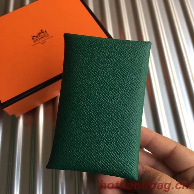 Hermes Bastia Epsom card case H0369 green