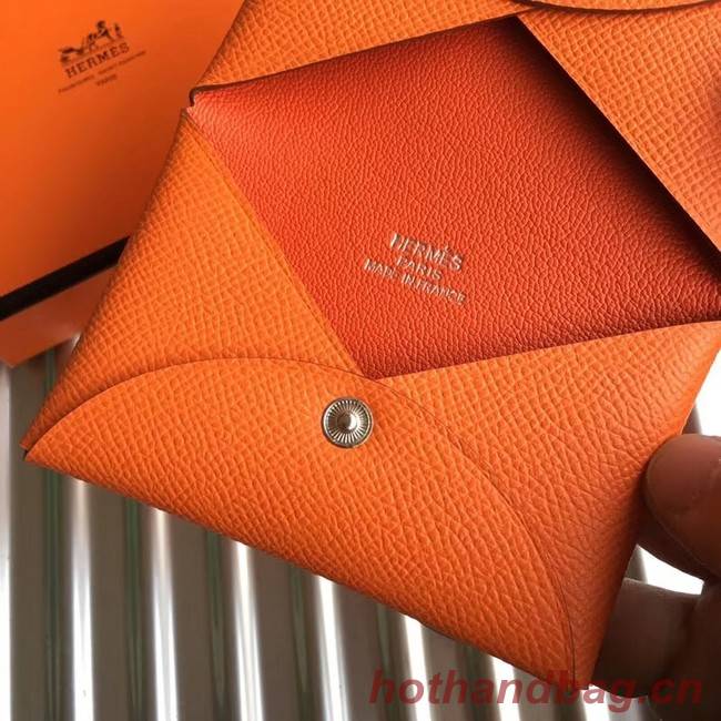 Hermes Bastia Epsom card case H0369 orange