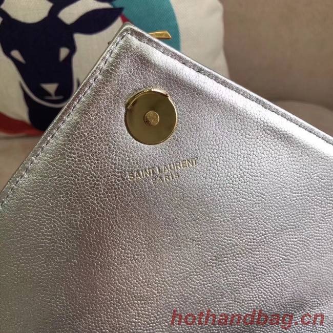 YSL Flap Bag Calfskin Leather 396910 silver