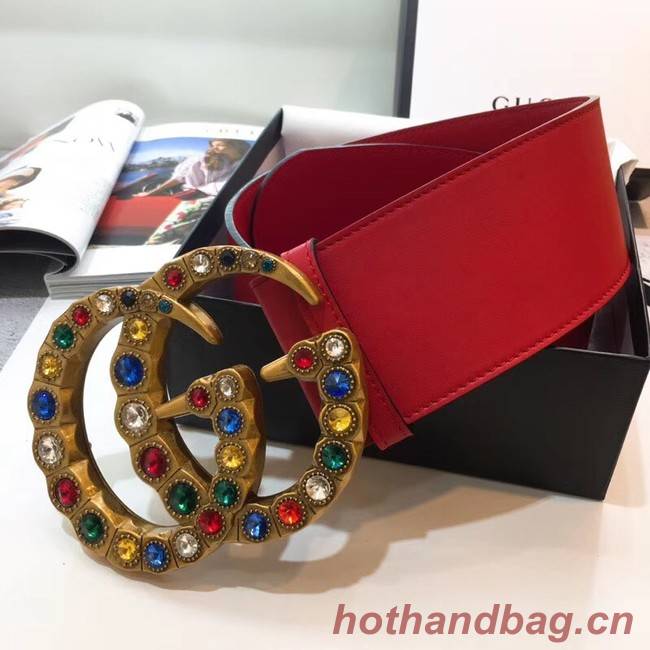 Gucci Wide leather belt with Double G 550111 red