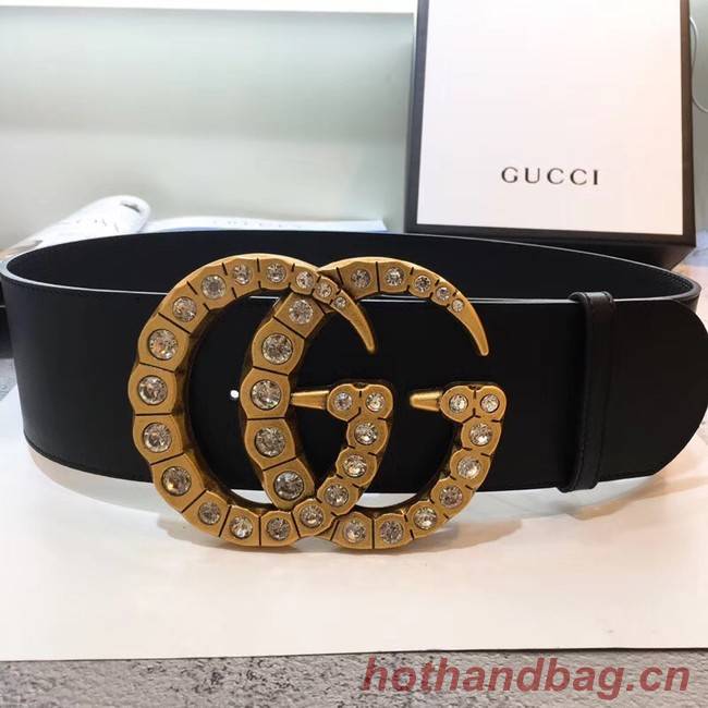 Gucci Wide leather with crystal Double G buckle 550110 black