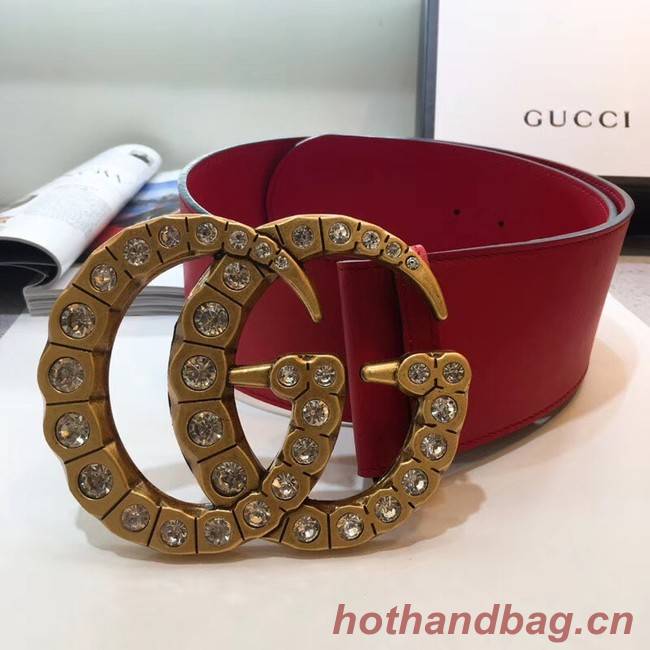 Gucci Wide leather with crystal Double G buckle 550110 red