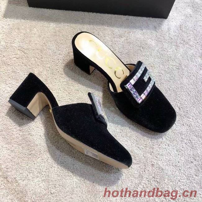 Gucci Velvet slide with crystal G GG1471BL-1