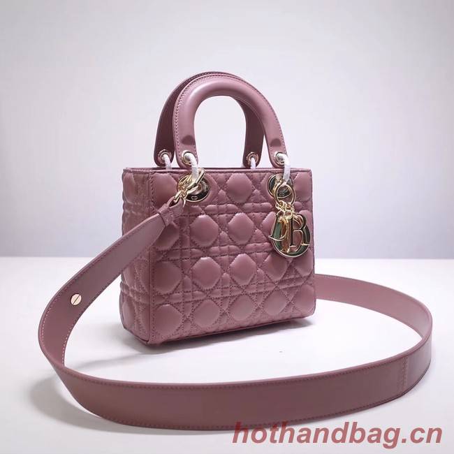 Dior lucky badges Original sheepskin Tote Bag A88035 pink