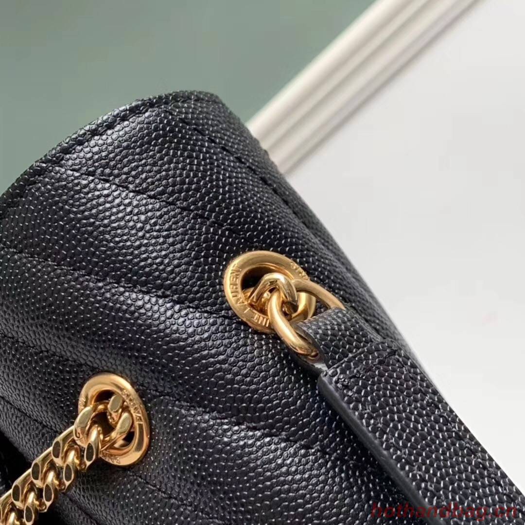 SAINT LAURENT leather shoulder bag 392745 black&gold-toned hardware