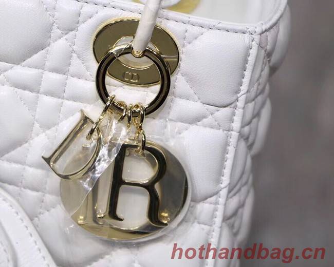 Dior lucky badges Original sheepskin Tote Bag A88035 white