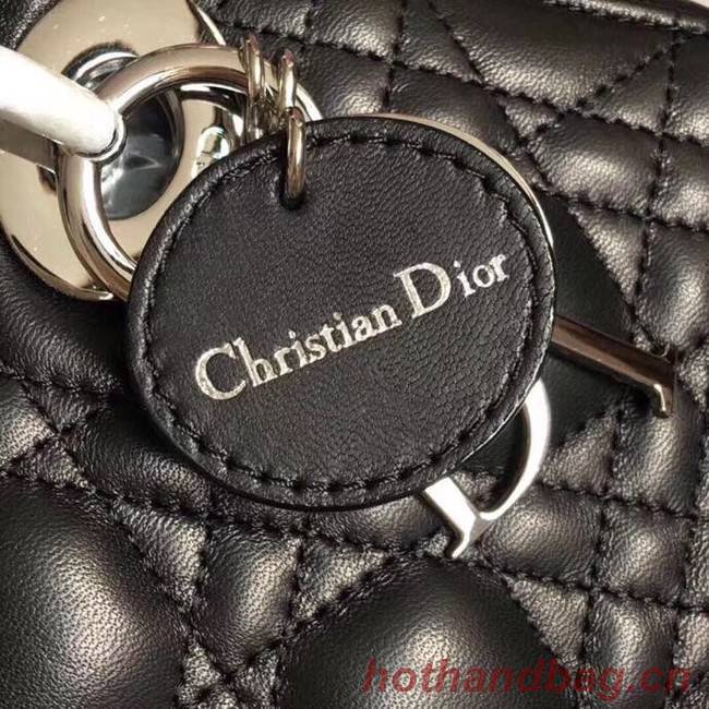 Dior lucky badges Original sheepskin Tote Bag A88035 black