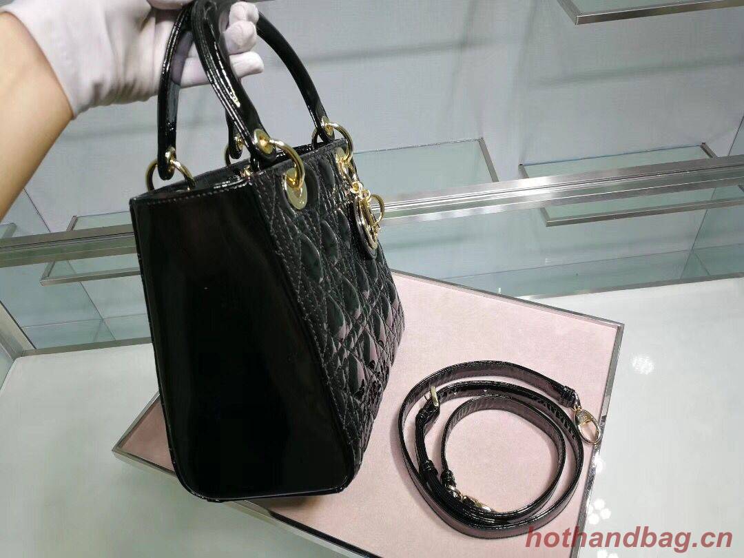 Lady Dior Bag Patent Cannage Calfskin Original Leather CAL44550 Black