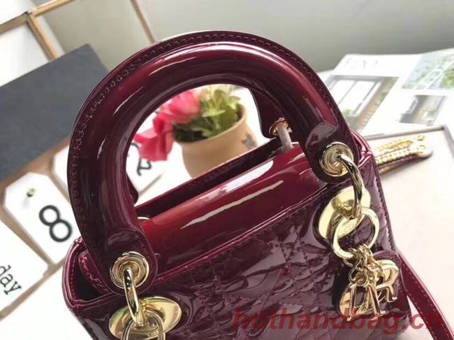 Dior MINI LADY DIOR CALFSKIN BAG M0505O burgundy