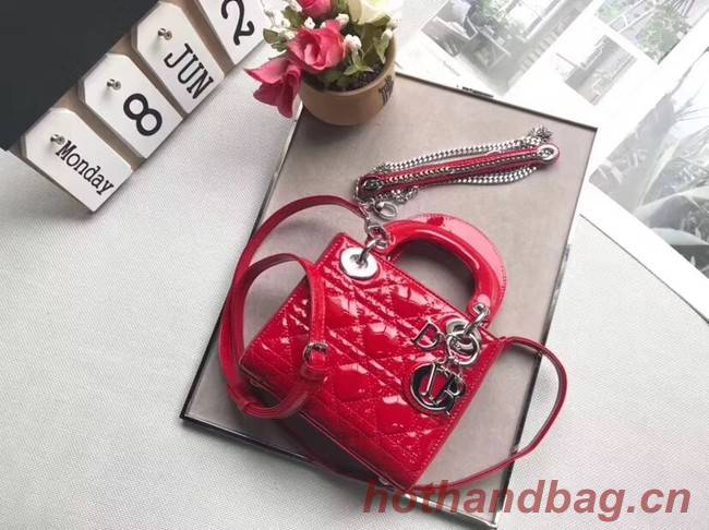 Dior MINI LADY DIOR CALFSKIN BAG M0505O cherry red