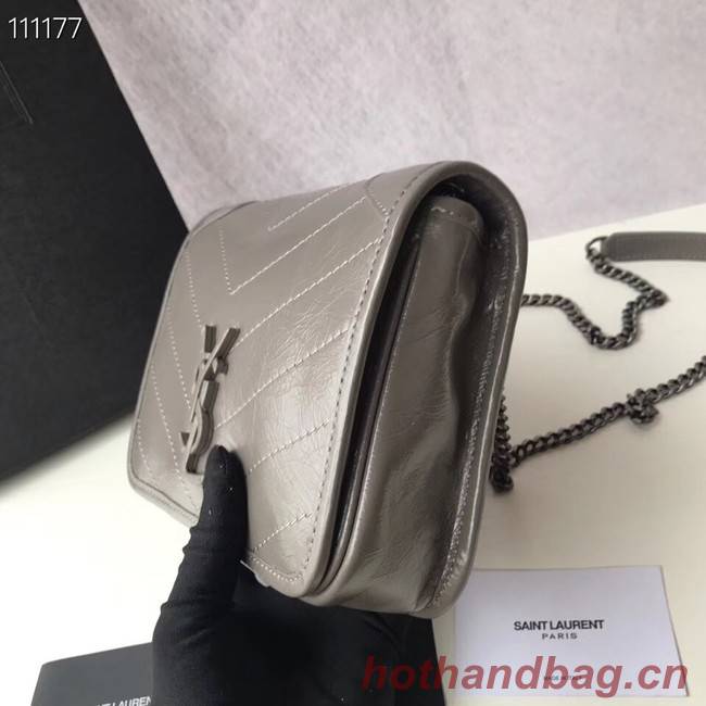 SAINT LAURENT Niki Mini leather shoulder bag 03743 grey