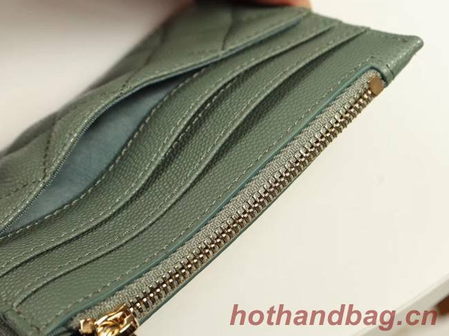 Chanel classic card holder Grained Calfskin & Gold-Tone Metal A84105 green