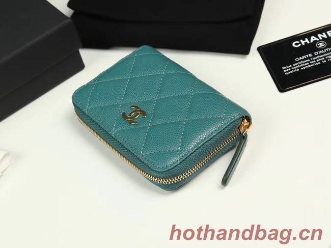 Chanel classic card holder Grained Calfskin & Gold-Tone Metal A69271 green