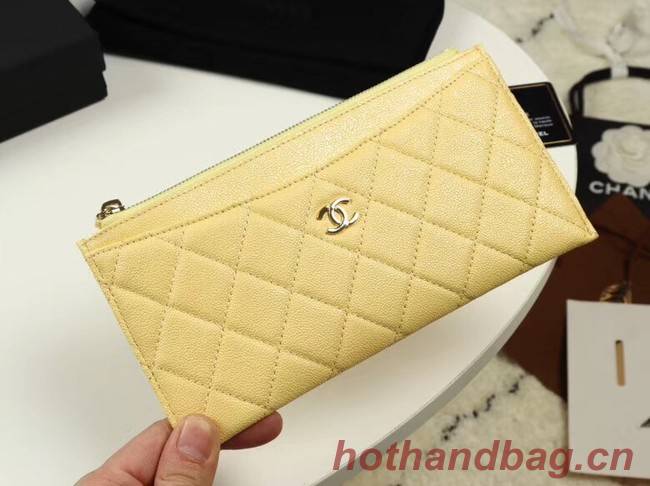 Chanel Calfskin Leather & Gold-Tone Metal A84107 yellow