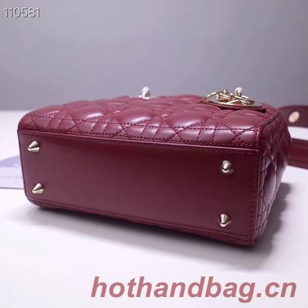 Dior lucky badges Original sheepskin Tote Bag A88035 burgundy