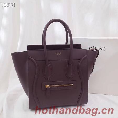 CELINE MICRO LUGGAGE HANDBAG IN LAMINATED LAMBSKIN 167793-9