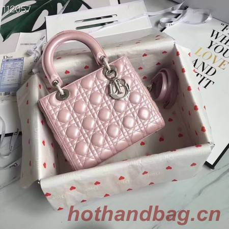 LADY DIOR LAMBSKIN BAG CAL44550 pink&silver-tone metal