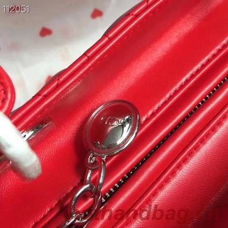 LADY DIOR LAMBSKIN BAG CAL44550 red&silver-tone metal