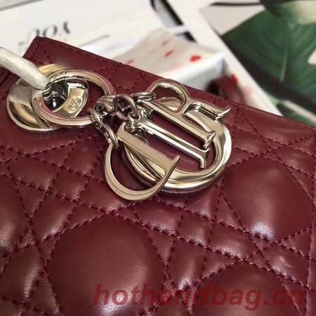 MINI LADY DIOR SATIN BAG M0505O burgundy