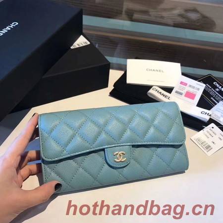 Chanel long flap wallet A80759 sky blue