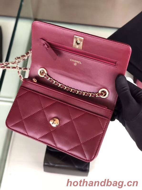 Chanel flap bag Lambskin & Gold-Tone Metal 3798  Purplish