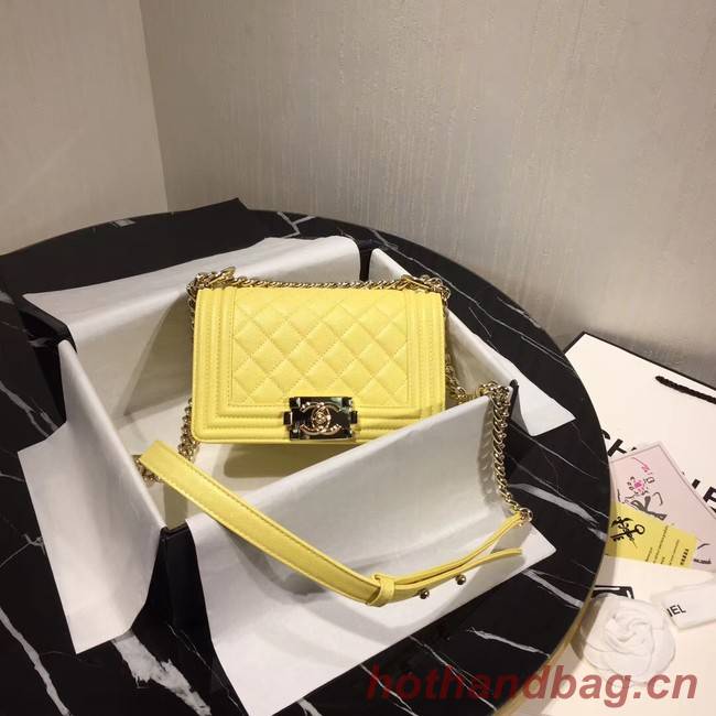 Boy Chanel Flap Shoulder Bag Original Leather Yellow A67085 Gold