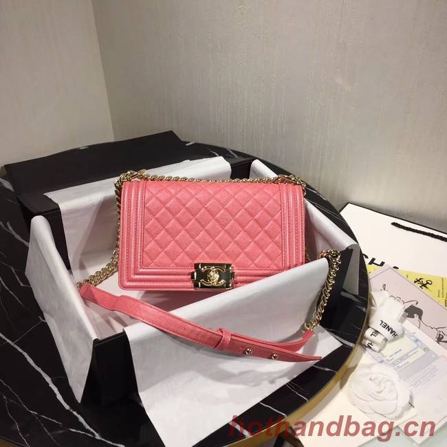 Chanel Le Boy Flap Shoulder Bag Original Leather Pink A67086 Gold