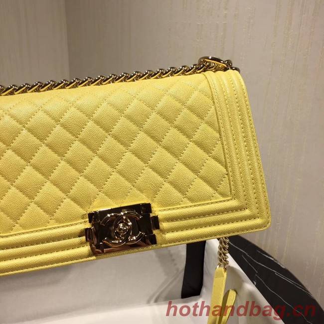 Chanel Le Boy Flap Shoulder Bag Original Leather Yellow A67086 Gold