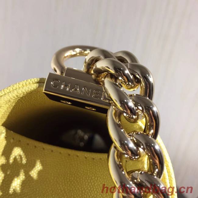 Chanel Le Boy Flap Shoulder Bag Original Leather Yellow A67086 Gold