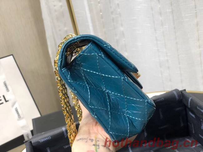 Chanel Shoulder Bag Original Leather Blue AS0874 Gold