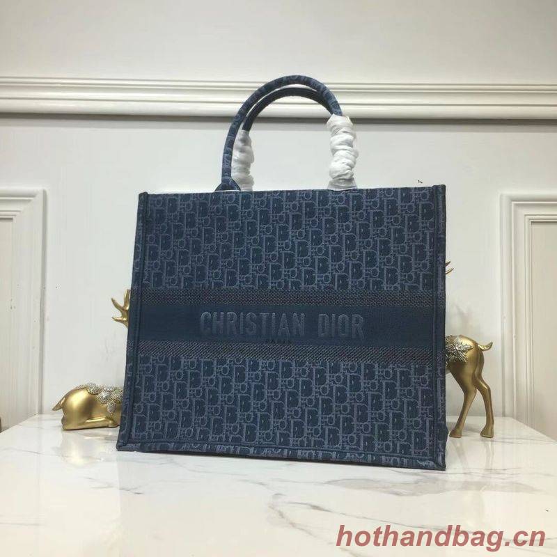 DIOR BOOK TOTE BAG IN EMBROIDERED CANVAS C1286 Blue