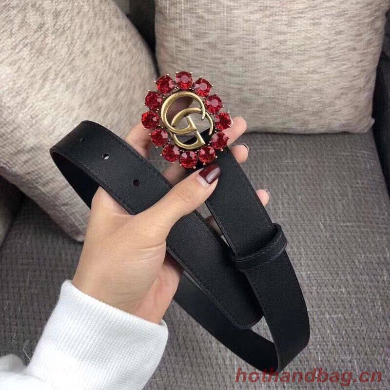 Gucci 2CM Leather Belt 414521 Black