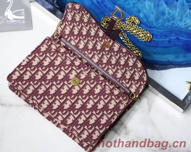 Dior SADDLE DENIM CANVAS BAG S5614 burgundy