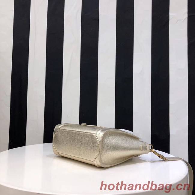 CELINE NANO LUGGAGE BAG IN LAMINATED LAMBSKIN 189244-25 gold