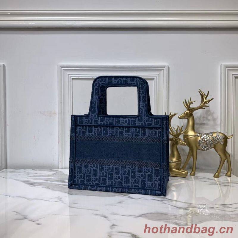 DIOR TOTE BAG IN EMBROIDERED CANVAS C0195 Blue