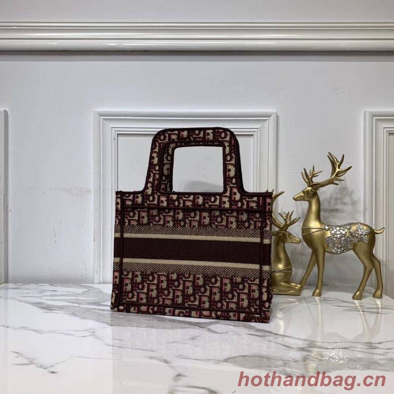 DIOR TOTE BAG IN EMBROIDERED CANVAS C0195 Wine